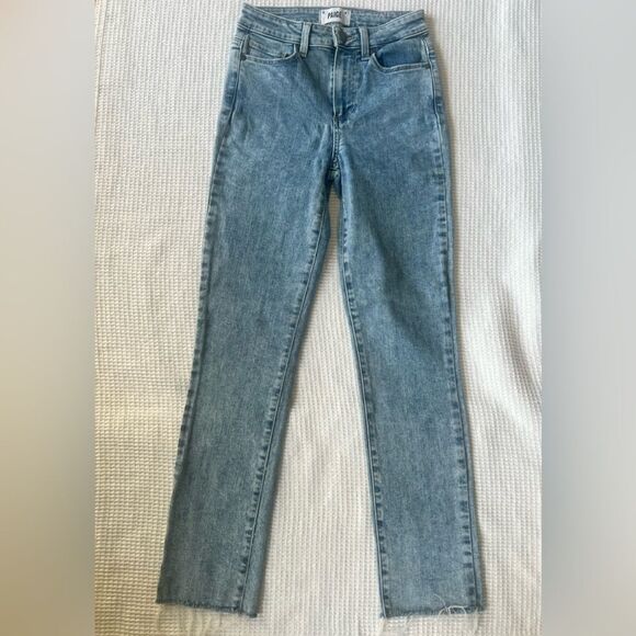 PAIGE Denim - PAIGE Women's Hoxton Straight Light Wash Fray Hem Ankle Jeans Size 24